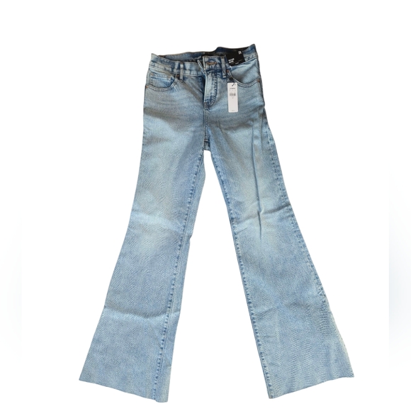Express 70s Flare Mid Rise Stretch Light Blue Flare Jeans Size 2R - Picture 1 of 11